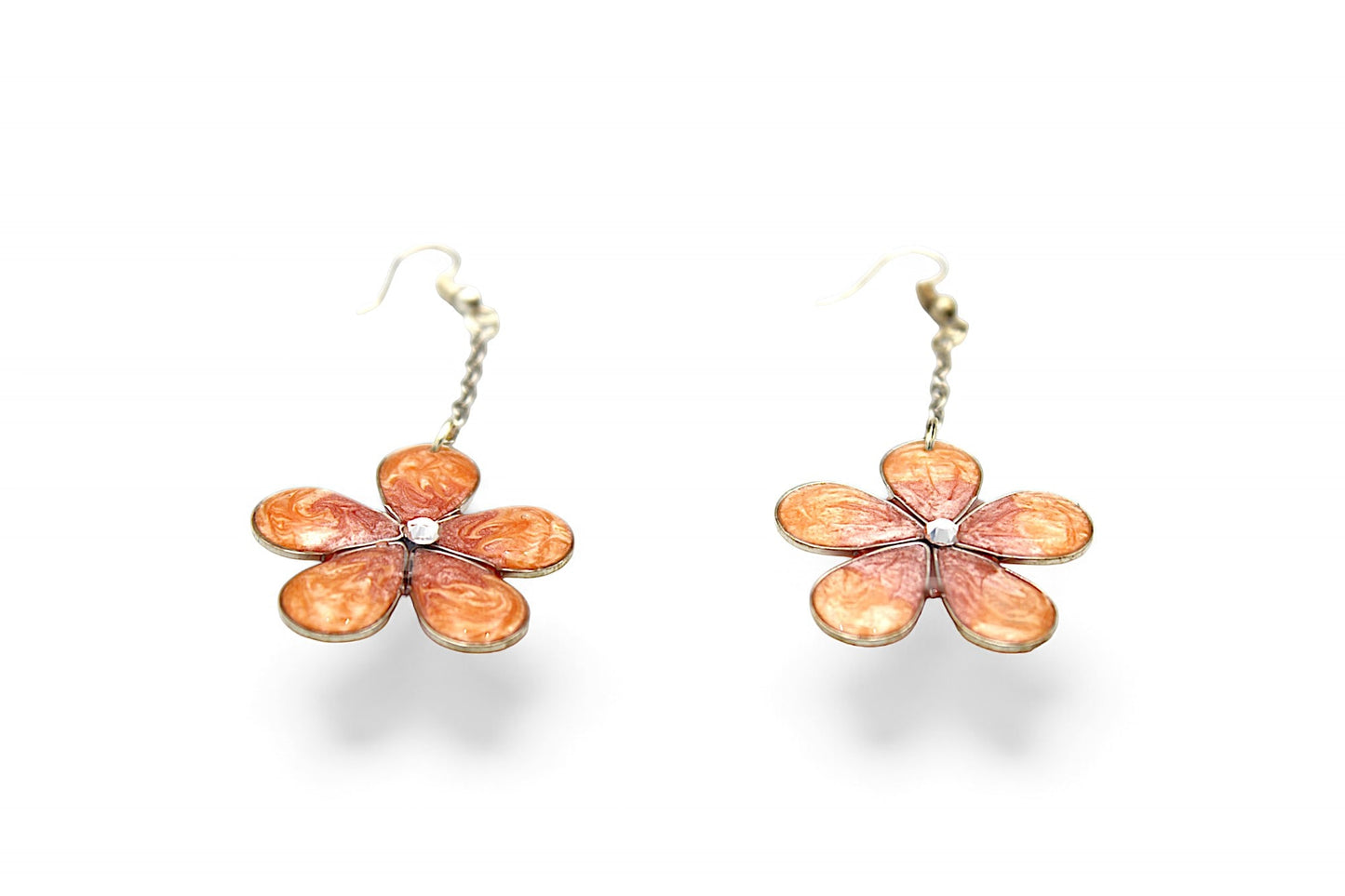 Ensemble collier et boucles d'oreilles fleurs orange