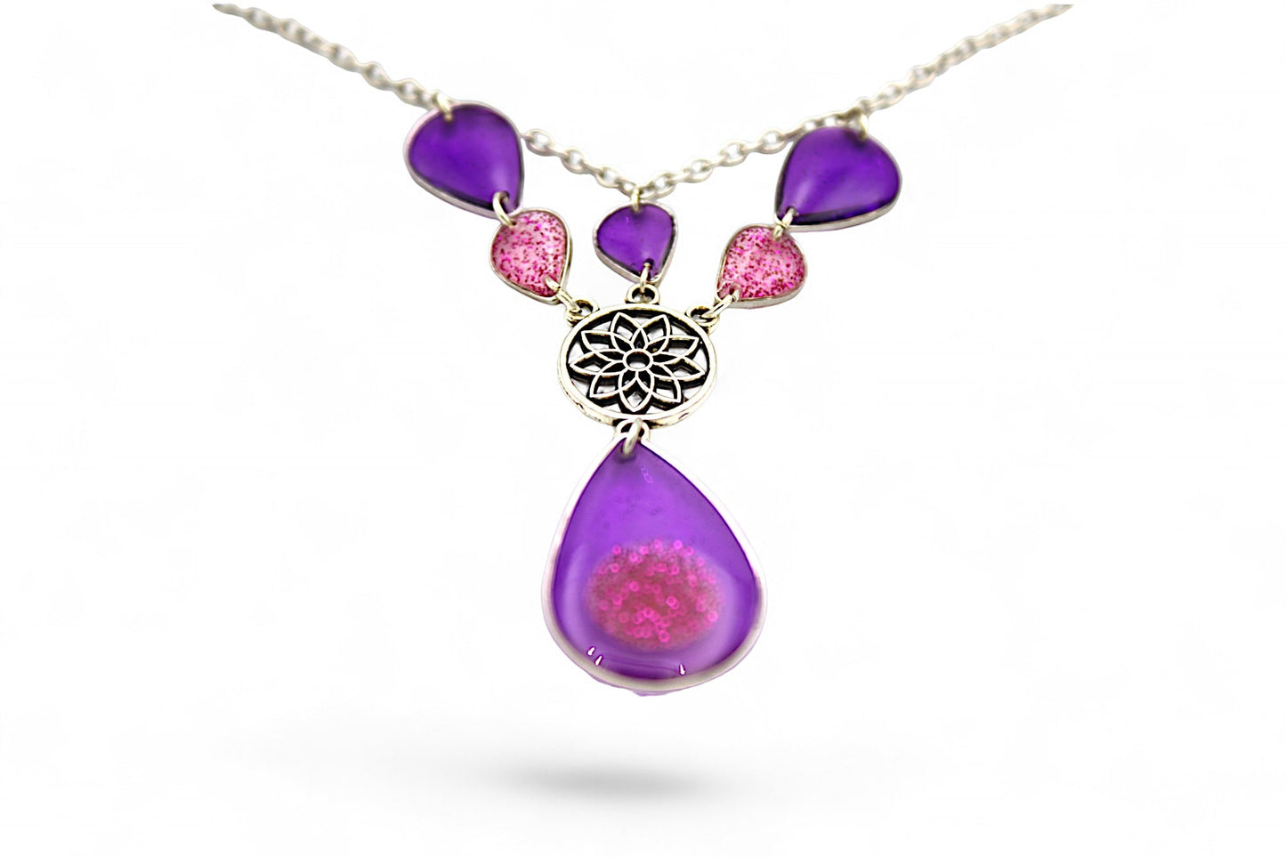Gouttes d'Eau Violet - Paillettes Roses