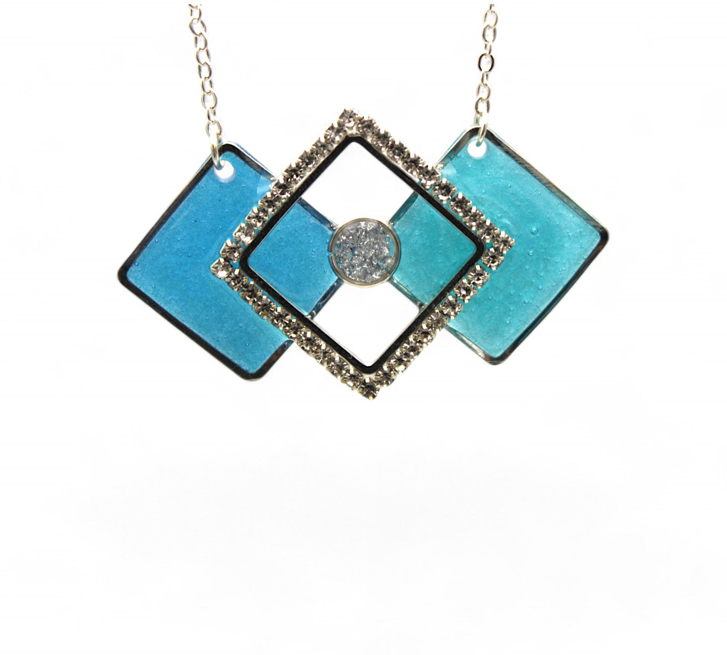 Carrés bleus & Strass