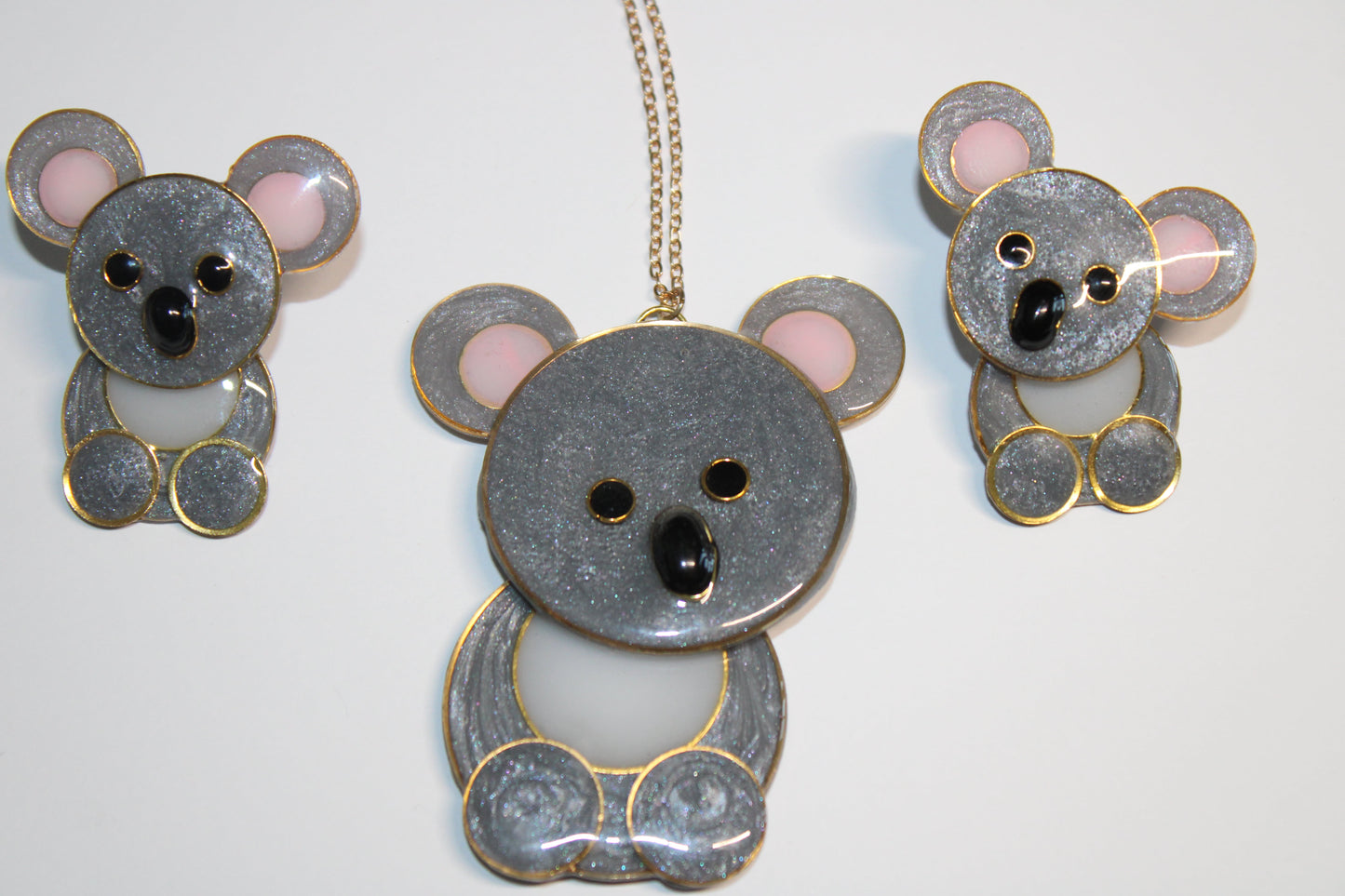 Parure Koala Amovible – Collier & Boucles d'Oreilles