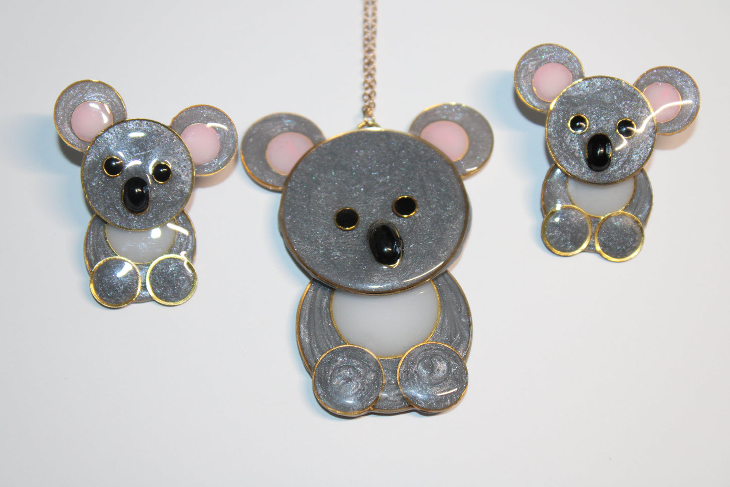 Parure Koala Amovible – Collier & Boucles d'Oreilles