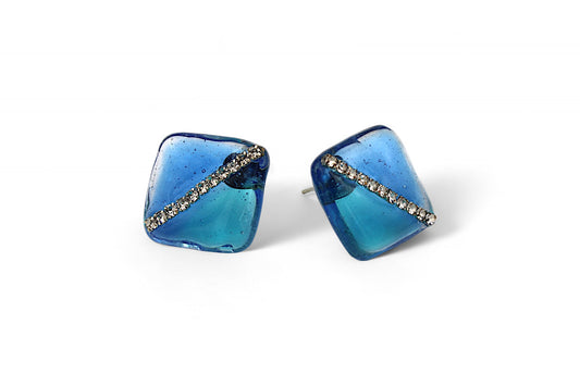 Boucles d'oreilles Carré bleu