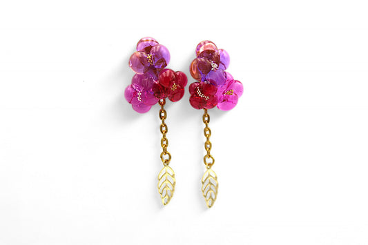 Boucles d'oreilles  "Clou pendant fleurs"
