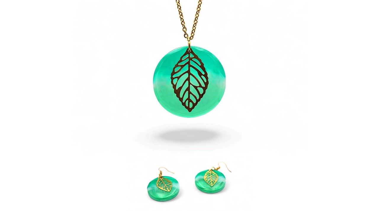 Parure Cercles Verts et Feuilles