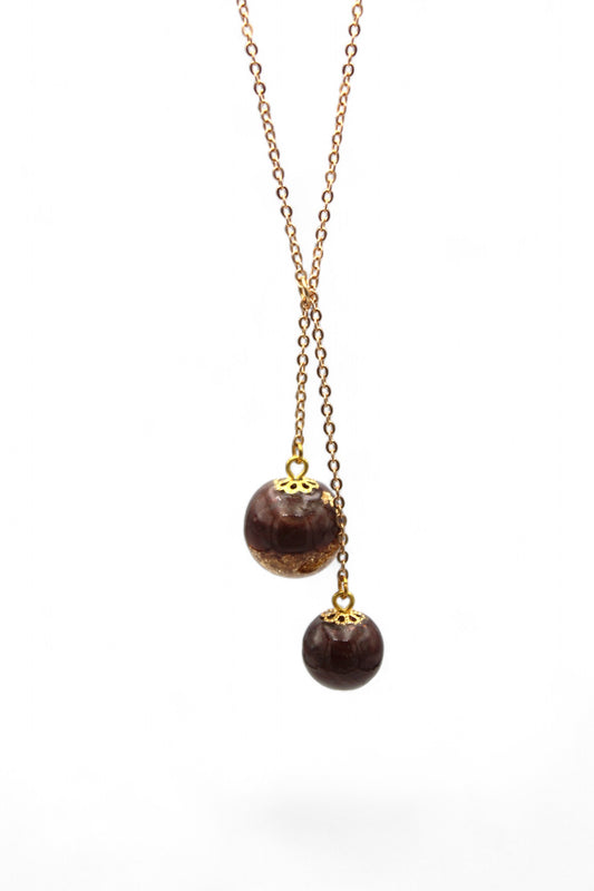 Sphère Marron et Feuilles d'Or