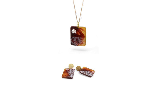 Dentelle Blanche Sur Marron et Caramel