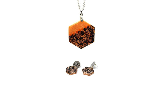 Dentelle Noire sur Hexagone Orange
