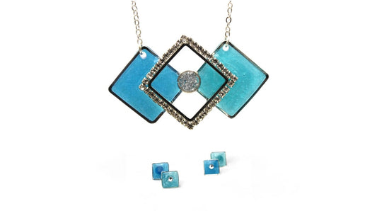 Carrés bleus & Strass