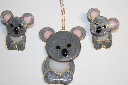 Parure Koala Amovible – Collier & Boucles d'Oreilles